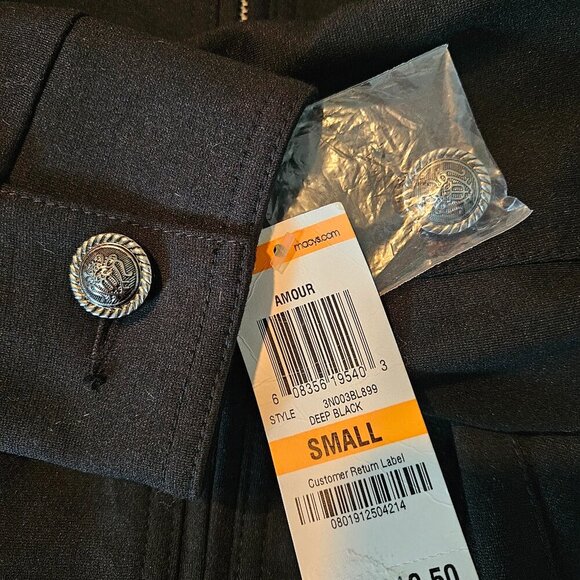 INC International Concepts Black Beaded Collar Flap Pocket Peplum Jacket S NWT - Picture 9 of 10
